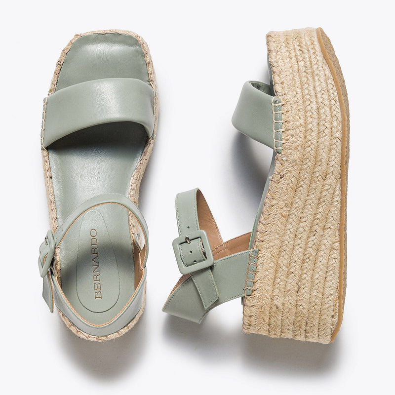 Sandalias Plataforma Bernardo Mallorca Espadrille Mujer Verdes Claro | FMG6446CI