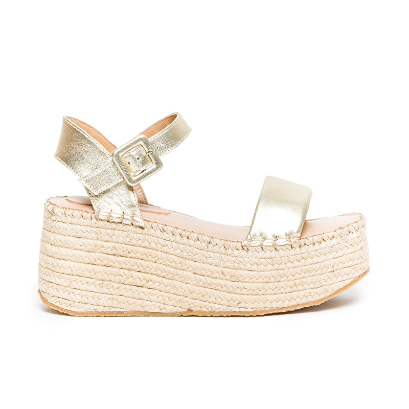 Sandalias Plataforma Bernardo Mallorca Espadrille Mujer Dorados | QLK1137EO