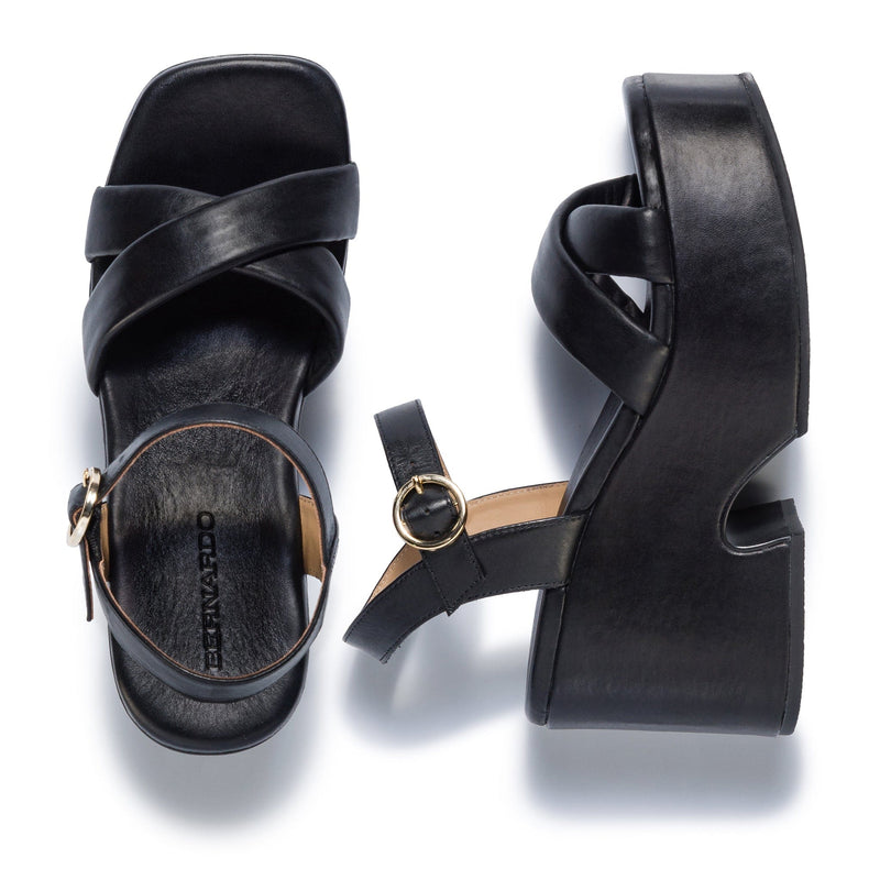 Sandalias Plataforma Bernardo Weston Mujer Negros | BSB3883ZJ