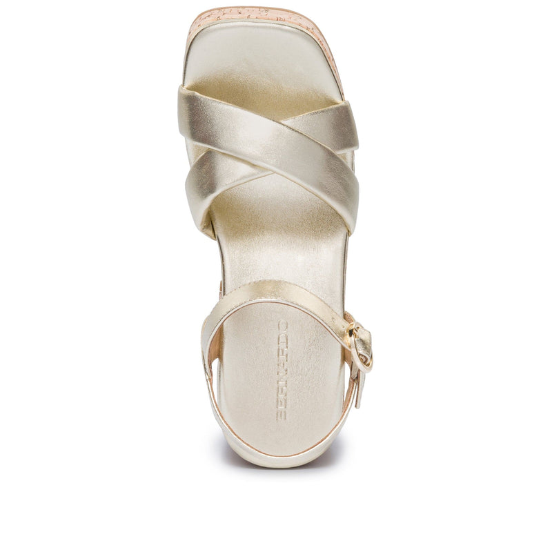 Sandalias Plataforma Bernardo Weston Mujer Dorados | LGZ9961BM