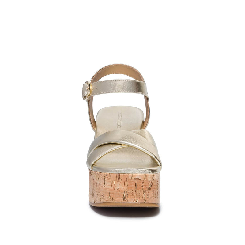 Sandalias Plataforma Bernardo Weston Mujer Dorados | LGZ9961BM