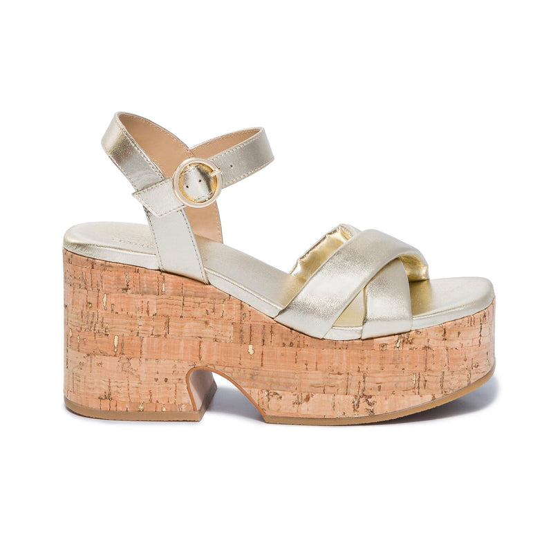 Sandalias Plataforma Bernardo Weston Mujer Dorados | LGZ9961BM