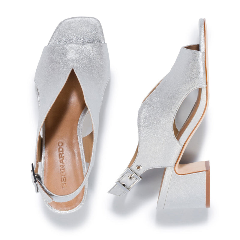 Sandalias Tacones Bernardo Bedford Mid Mujer Plateados | MUF6987WI