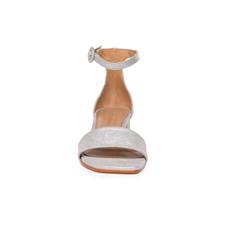 Sandalias Tacones Bernardo Jalena Low Mujer Plateados | ZAF7089MY
