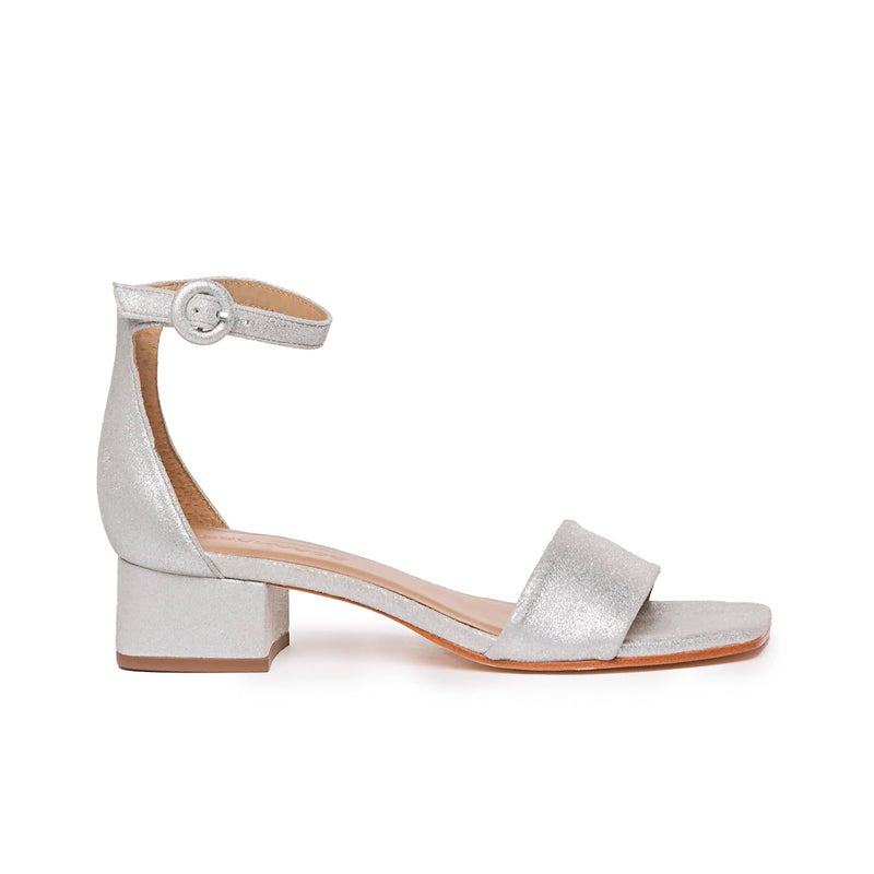 Sandalias Tacones Bernardo Jalena Low Mujer Plateados | ZAF7089MY