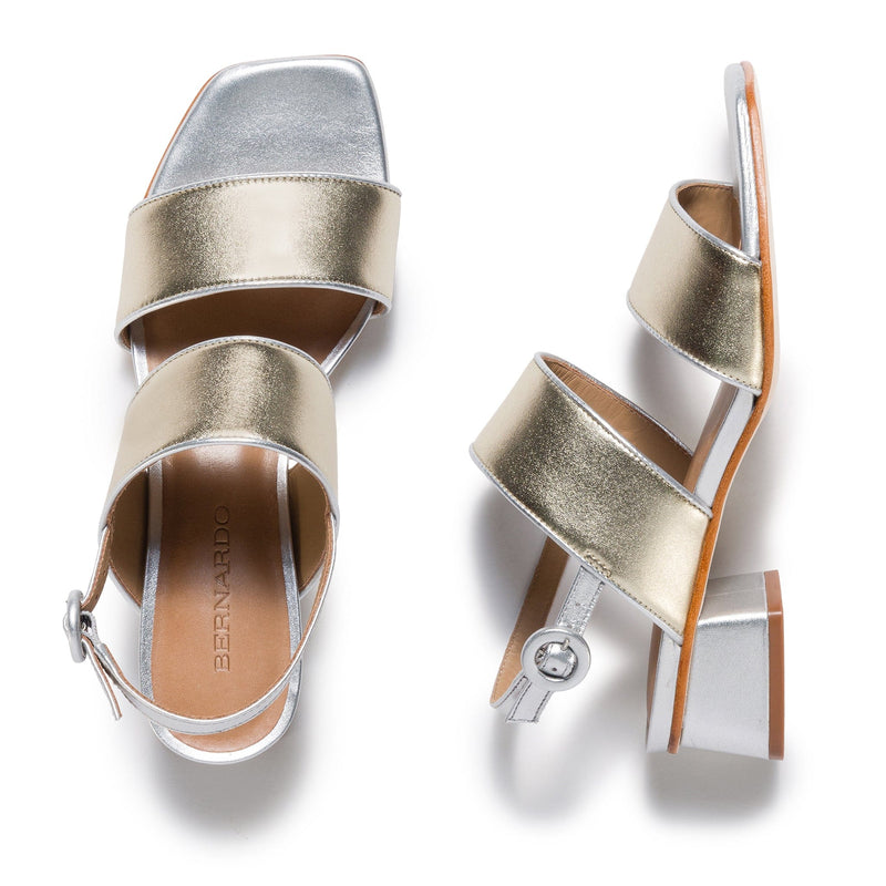 Sandalias Tacones Bernardo Jasper Slingback Mujer Plateados Dorados | UHU378VW