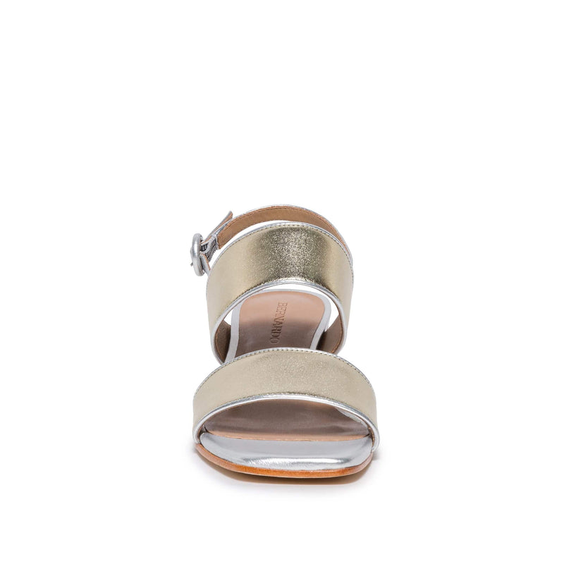 Sandalias Tacones Bernardo Jasper Slingback Mujer Plateados Dorados | UHU378VW