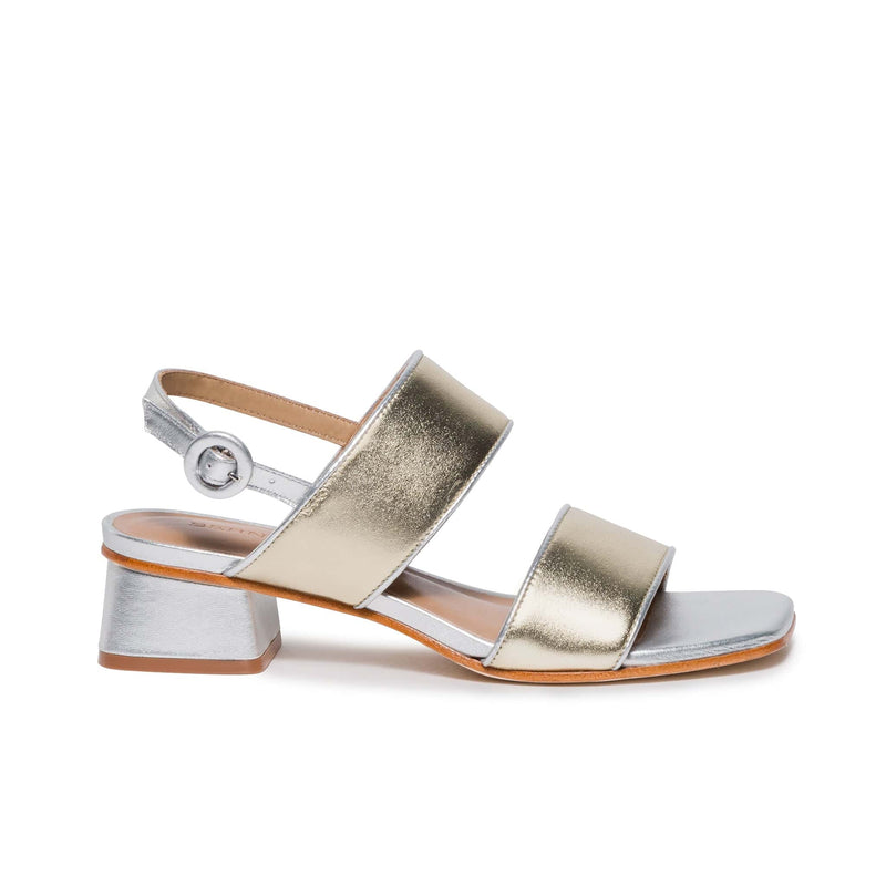 Sandalias Tacones Bernardo Jasper Slingback Mujer Plateados Dorados | UHU378VW
