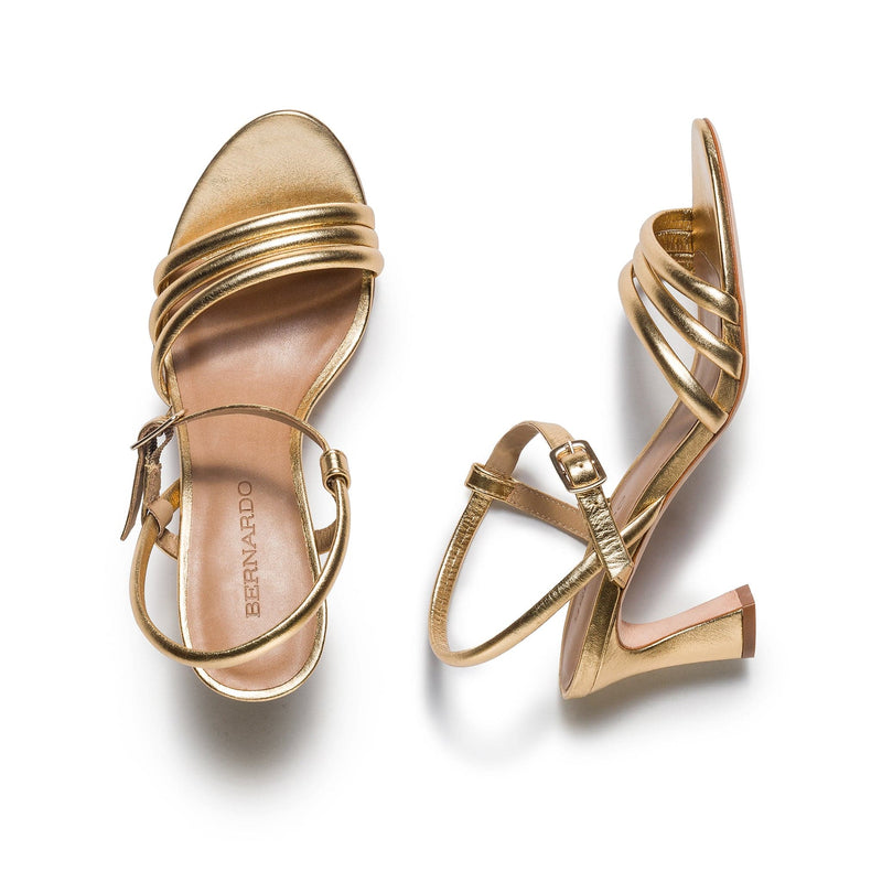 Sandalias Tacones Bernardo Noor Mujer Dorados | UXJ1546TY
