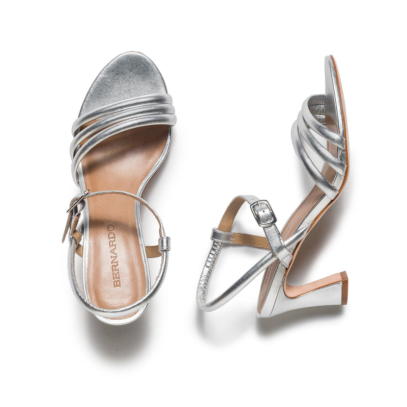 Sandalias Tacones Bernardo Noor Mujer Plateados | GKD6959GF